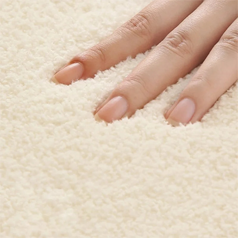 Round Plush Cream Rug