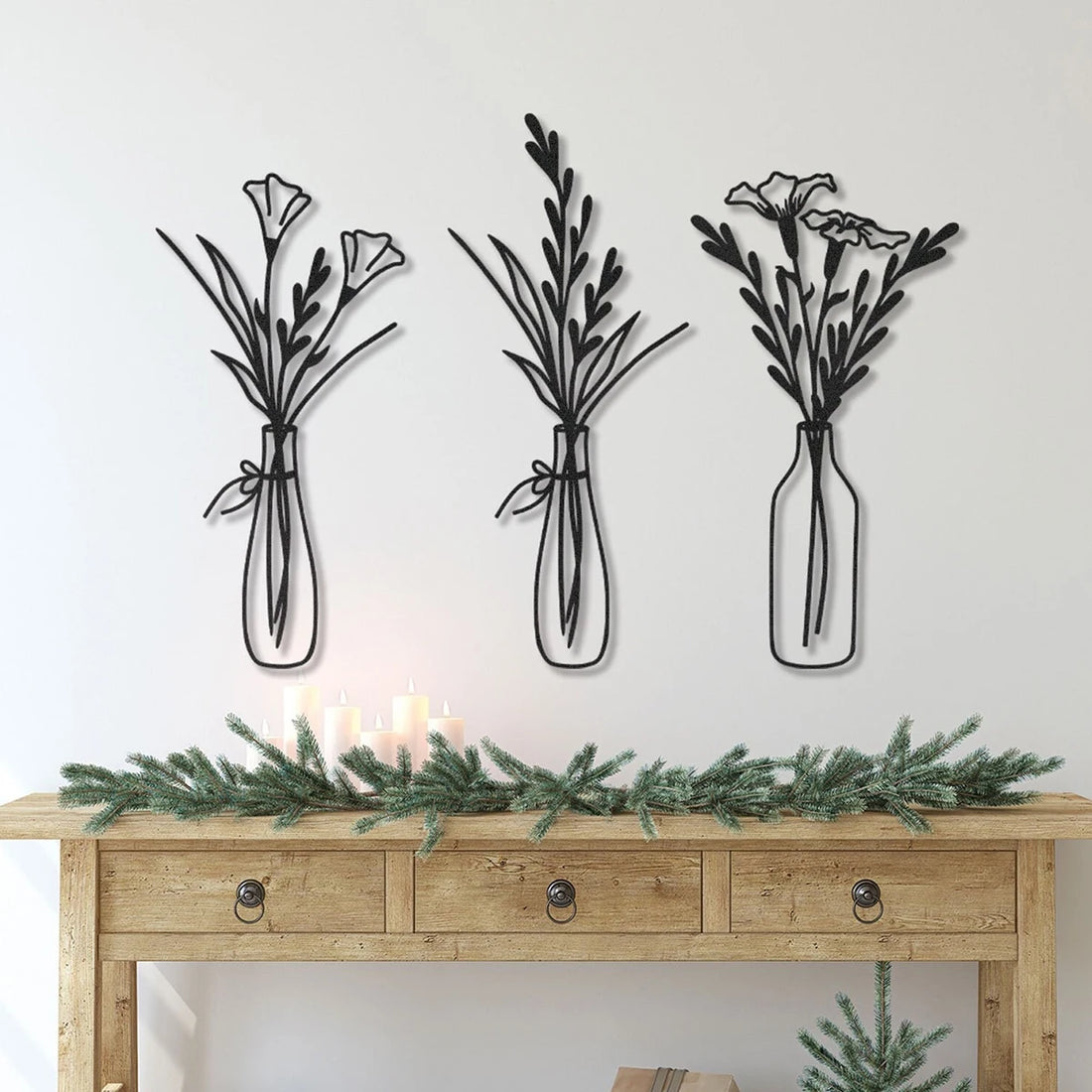 Metal Flower Vase Wall Decor